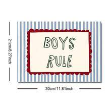 1 tấm tranh canvas trang trí phòng trẻ em chủ đề "Boys Rule" (Quy tắc của các bé trai) với họa tiết sọc xanh dễ thương, phong cách tối giản, thích hợp cho phòng chơi, phòng ngủ, nhà hiện đại. - Áp phích - Xem 13