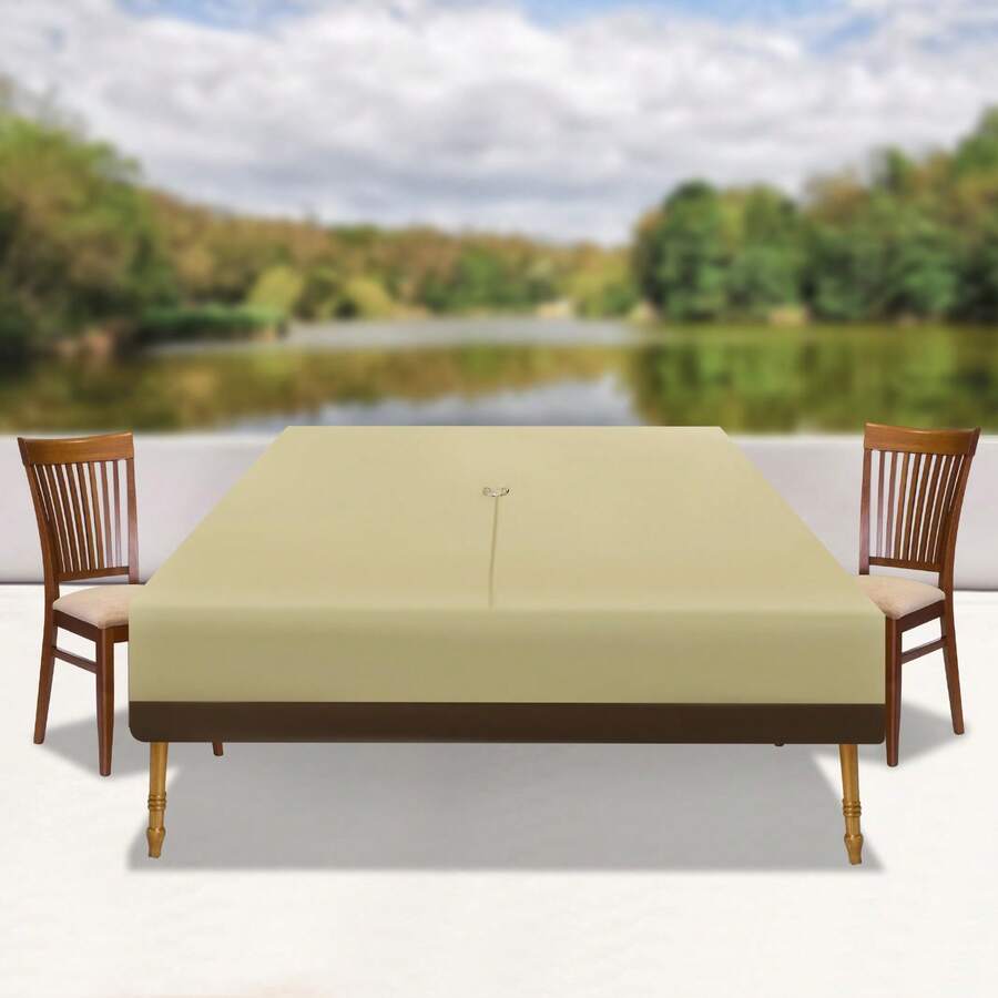 Rectangular Outdoor Furniture Set Cover Waterproof 190T Silver Coated Patio Sofa Table Chair Protector With Parasol Hole Drawstring Storage Bag For Garden Balcony - Beige+Coffee Color - View 1