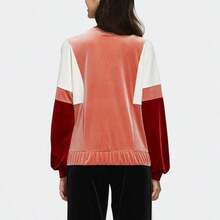 Adidas Women's Color-Blocked Loose Fit Pullover Crewneck Sweatshirt, Pink - 粉色 - 查看 4
