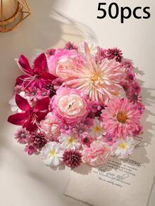 50pcs Artificial Flower Heads, Assorted Sizes, Daisy Flowers, Suitable For Wedding Crafts, Home Decor, Party Decoration - Hot Pink - View 13