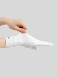 1 Pair Silicone Anti-Slip Fingerless Gloves With Flip Cover, Breathable Mesh, Smooth Texture, Fashionable High-End Outdoor Travel Gloves - White - View 5