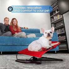 Cat, Dog Rocking Chair - Dog Rocking Chair For Frenchie, French Bulldog Rocking Chair Bed, Dog Lounge Chair Outdoor, Bouncer Chair, Portable Foldable Pet Rocking Chair - Red - View 7