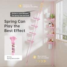 Organizador de Ducha Esquinero Rosa Robusto - Organizador Ajustable de 4 Niveles Acero Inoxidable Resistente a la Oxidación 81-309 Cm - ROSA - Ver 7