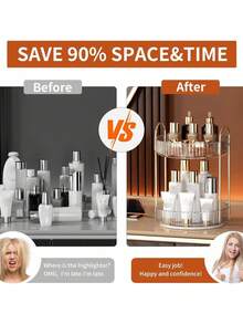 Hộp đựng mỹ phẩm xoay 360°, thích hợp để trang điểm, đựng nước hoa và mỹ phẩm chăm sóc da, dung tích lớn, hộp đựng mỹ phẩm để bàn trong phòng tắm, giá đựng son môi và mỹ phẩm chăm sóc da xoay trong suốt, có 2/3 tầng, đồ trang trí Giáng sinh, hộp đựng mỹ phẩm, hộp đựng nước hoa. - Nhiều màu - Xem 5