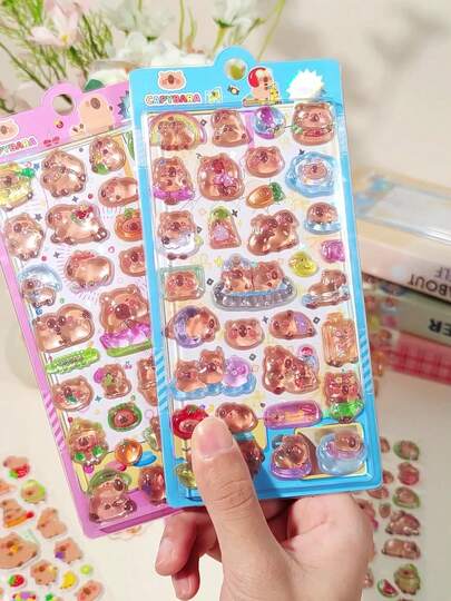 Random Selection Of Capybara Decorative Transparent Stickers, 3D Stickers, Children's 3D Stickers, Candy Resin Stickers, Sticker Books, Suitable For Stationery, DIY Phone Cases And Laptop Decoration