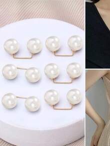 2pcs Pearl Jeans Ankle Clip, Chest Anti Light Needle, Anti Stepping Slipper Buckle, Pants Length Adjuster - Multicolor - View 12