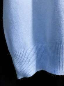 Men's Casual Versatile Solid Color Short Sleeve Knit Top, Suitable For Daily Wear And Commuting - Dusty Blue - View 5