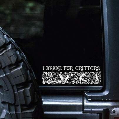 Nhãn dán trang trí xe hơi, nhãn dán chữ "Tôi phanh lại vì động vật nhỏ", nhãn dán trang trí Halloween, nhãn dán trang trí nhà cửa, phù hợp với hầu hết mọi trường hợp.