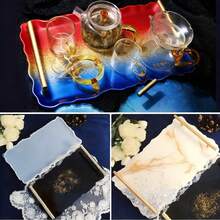 大号深托盘硅胶环氧树脂模具，带两个金色把手，适用于DIY玛瑙托盘、餐盘、工艺品、家居装饰 - A - 查看 6
