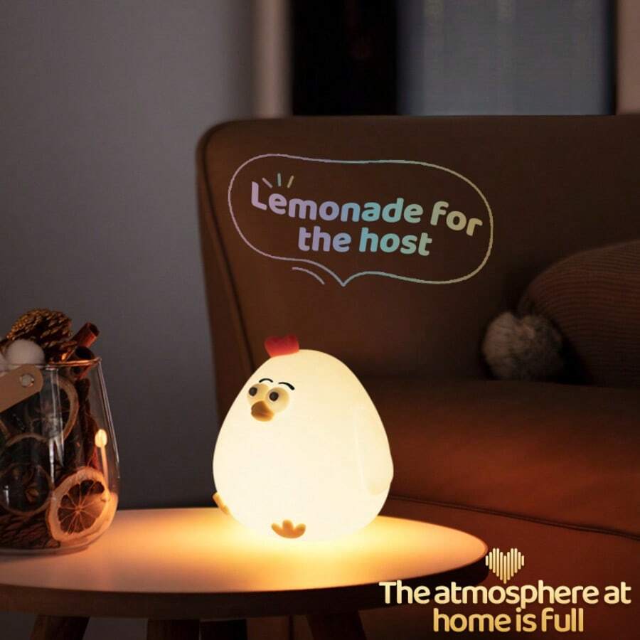 Silicone Tap Chicken Night Light, Rechargeable Bedside Lamp, Eye-Caring Sleep Light, Ideal Gift For Boyfriend/Girlfriend