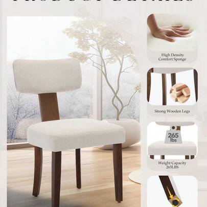 Dining Chairs Set Of 2,Modern Leather Upholstered Kitchen Chairs With Hardwood Frame,265 LBS Weight Capacity,Easy Clean Leather,Ergonomic Curved Backrest For Dining Room