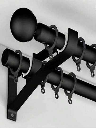 Window Curtain Rod Bracket Set, Easy To Assemble, Classic Round Decorative Top, Suitable For Various Curtains, Great For Bedroom, Kitchen, Living Room