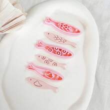Cute Fish Clay Cutter Set, 1/3Pcs Embossed Wave & Heart Pattern Polymer Clay Cutters, DIY Craft Tools For Clay Jewelry Making - Pink - View 1