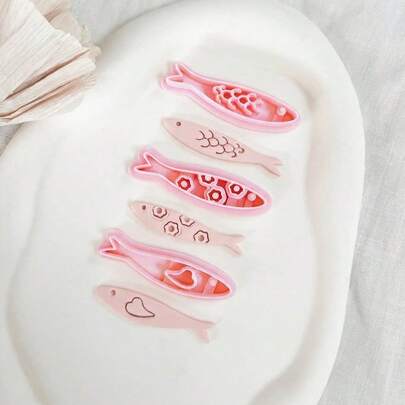 Cute Fish Clay Cutter Set, 1/3Pcs Embossed Wave & Heart Pattern Polymer Clay Cutters, DIY Craft Tools For Clay Jewelry Making
