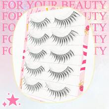 5 Pairs 5-12mm Cartoon Pointed Tail Style, Transparent Stem Fairy False Eyelashes, Handmade U-Shaped Soft Cartoon Eye Lash False Eyelashes - Black - View 4