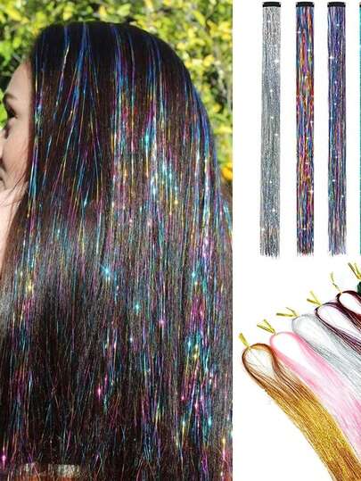 1pc Shiny Sequin Hair Braid Extensions, 100cm Length, Suitable For Women & Girls Daily, Party, Festival Wear, Hippie Hairstyle Accessory