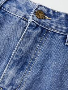 Women's Mini Denim Shorts Summer Fashionable Solid Color Low Rise Jeans Shorts With Pockets - Medium Wash - View 10
