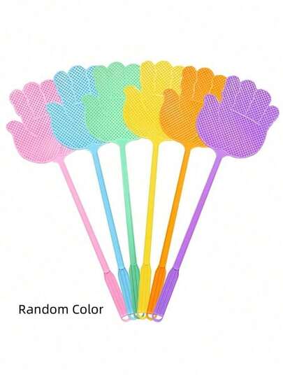 12pcs/6/4pcs Heavy Duty Plastic Hand Fly Swatter, Random Color, Long Handle Fly Swat For Effective Bug And Fly Control At Home, Garden
