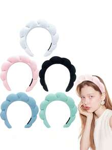 Soft Sponge Headband, Face Wash Wristband, Popular Headband Set, High Crown Sponge Braided Cloud Hair Hoop Accessories - Soft and Fluffy Clouds - View 4