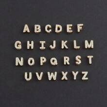 1件简约时尚仿珍珠花朵字母吊坠金色不锈钢珠链手链，女士款 - 金黃色 - 查看 4