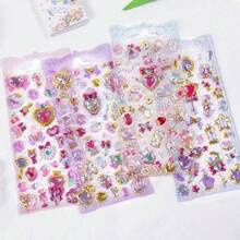1 pieza Pegatina 3D de recompensa de dibujo animado estilo princesa, decoración de diamante de cristal para teléfono móvil, con respaldo adhesivo, sin necesidad de cortar, color aleatorio - aleatorio - Ver 1