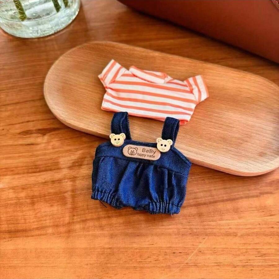 [Clothes Only] New 17cm Changeable Outfit For Labubu, Raglan Sleeve Overalls Set For Labubu - Multicolor - View 1