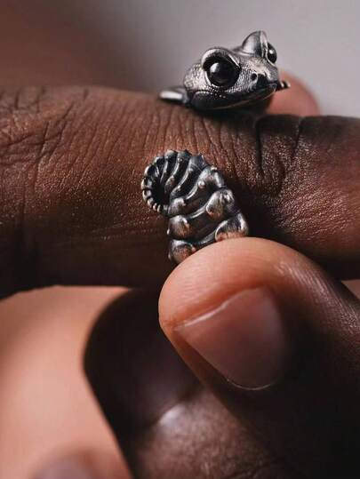 1个3D蜥蜴动物可调节开口戒指，朋克风格，适合日常佩戴、派对、送朋友的礼物