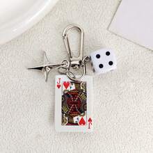 1pc Creative Dice & Playing Card Keychain, Backpack Charm, Fashion Accessory, Bag Pendant - Multicolor - View 20