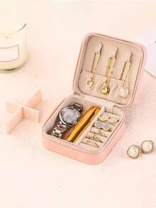 奢华大容量PU皮革首饰盒,多功能首饰收纳盒,便携式多层首饰盒,翻盖式首饰盒,旅行首饰收纳盒,女士首饰礼盒,化妆品收纳盒,防水防尘首饰盒,旅行配件,首饰展示收纳,旅行必备,适用于戒指、项链、手镯、口红等,节日礼物,女士礼物,圣诞礼物 - 彩色 - 查看 10