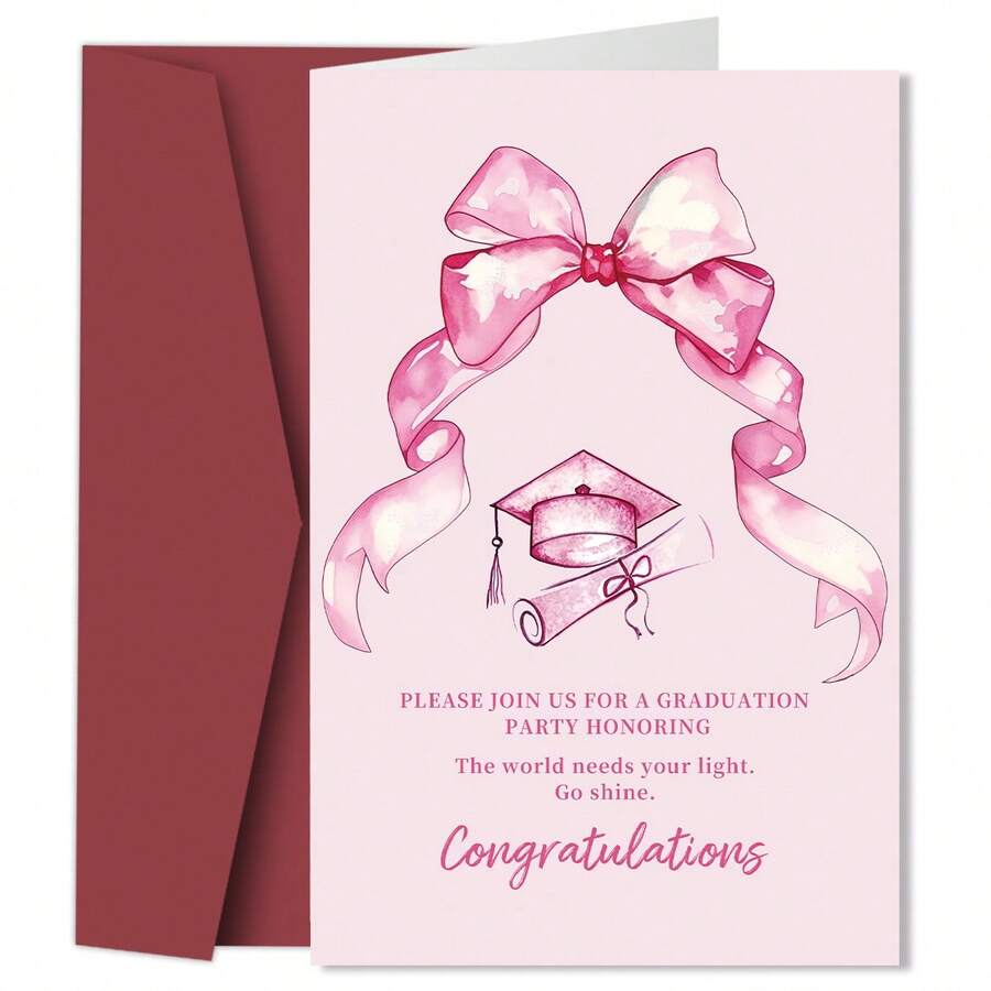 1pc Unique Graduation Invitation Greeting Card With Envelope - Congrats Grad Card, Graduation Party Celebration Card, Graduation Gifts - Perfect Gift For Friends & Family - A - View 1