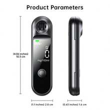 Breathalyzer Portable, Personal Alcohol Analyzer With LCD Digital Display.Rechargeable Alcohol Detection TestingTool - Black - View 2