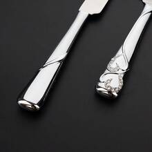 Heart-Shaped Stainless Steel Romantic Embossed Wedding Heart Shape Antique Cake Knife And Server Set - View 5