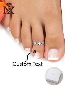 Customized Toe Ring, Women's Toe Ring, Personalized Name Toe Ring, Silver Toe Ring, Customized Toe Ring, Gold Toe Ring - Silver - View 2