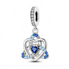 1 Pc Fashion Heart Sparkling Beads Dangle Charm Silver Plated Fit Bracelet Necklace DIY Holiday Gift - Multicolor - View 10