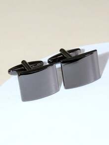 1 Pair Gun Black Curved Square Cufflinks For Men - Black - View 5