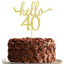 1 chiếc phụ kiện trang trí bánh kem lấp lánh "Hello 30/40/50" - Chúc mừng 30/40/50 năm, trang trí bánh kem tuyệt vời cho tiệc cưới, kỷ niệm. - Xem 2
