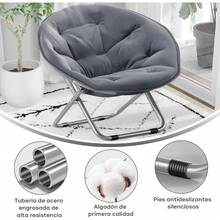 AVEDISTANTE Folding Living Room Chairs, Large Saucer Chair, 76 CM * 52 CM, Folding Single Armchair, Suitable For Outdoor And Indoor Use, Garden, Camping, Living Room Or Bedroom - Navy Blue - 灰色 - 查看 3