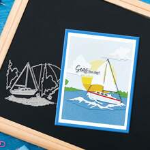 Creative Sailboat And The Sea Dies, DIY Scrapbooking Album And Embossing Stencil, Greeting Card Making Tool, Card Paper Cutting Crafts ,Gift Card Making Template Die Cuts. - Silver - View 4