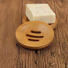 1 Piece OPP Bamboo Soap Holder - Round Natural Wood Soap Dish With Drainage Holes, Suitable For Bathroom, Hand Soap, And Kitchen Use, Durable And Moisture-Resistant Design - 1pcs Square Bamboo Soap Dish - View 3