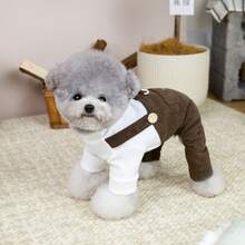 宠物服装，狗狗服饰，猫咪四脚套，春夏新款，四脚围兜裤，刺绣款 - 鏽棕色 - 查看 11