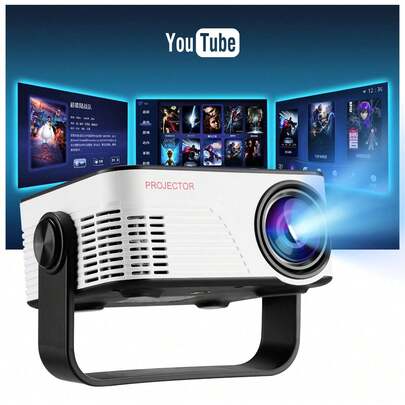 1pc M40 Portable Mini Projector With WiFi, 1080P HD, 180° Rotatable Stand, Built-In Apps, Compatible With IOS/Android/Windows/USB, 60 ANSI Lumens, 16:9 Screen Ratio, LCD Display, Button Control, 100-240V Power, No Battery Required