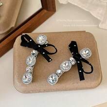 2pcs Rhinestone Bow Hair Clips, Elegant Side Bangs Hairpins, New Stylish Hair Accessories - Multicolor - View 6