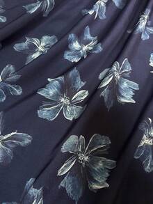 New 8-14Years Girls Elegant Dress Short Sleeve A-Line Floral Midi Party Special Occasion - Dark Blue - 查看 6