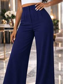 Pantalón pinza acampanado para dama - Azul Marino - Ver 3