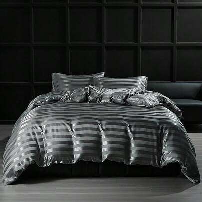 2/3pcs Satin Smooth Duvet Cover Set, Soft & Breathable, Comfortable Comforter Cover Combination, Luxury Style, High-End Active Dyeing Technology, Suitable For Bedroom, Guest Room And Hotel, 1pc Duvet Cover, 2pcs Pillow Shams, No Filling