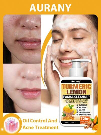 AURANY Crema limpiadora facial, limpiador facial espumoso, limpiador facial hidratante y luminoso, espuma densa y rica que limpia los poros en profundidad, control del aceite y regulación de la textura de la piel, piel suave, traslúcida y radiante, producto esencial de cuidado diario de la piel apto para todo tipo de pieles