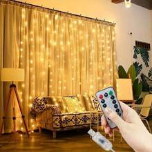 LED Window Curtain Lights, Holiday Fairy String Lights With Remote Control, Romantic Wedding Party Wreath Fairy Lights, Create Cozy Atmosphere, 8 Flashing Modes, Festival Lighting LED Fairy Lights - USB Powered, Twinkle Curtain Decor Lights, For Living Room Bedroom Stage Indoor Decoration, Eid, Easter, Mother's Day, Birthday, Engagement, Wedding Party Decor - USB Curtain Light - View 5
