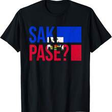Haitian Flag Day Retro Creole Pride Haiti Flag Sak Pase T-Shirt - 黑色 - 查看 1