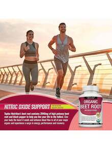 Organic Beet Root Powder Tablets - 2040mg Natural Nitric Oxide Beets To Support, Energy, Black Pepper Better Absorption, Non-GMO, For Men Women, 90 Tablets - V1 - View 9