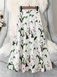 Chân váy chữ A in họa tiết thời trang dành cho nữ, chất liệu polyester, phong cách bohemian, thanh lịch, không co giãn, thích hợp cho mùa hè. - màu xanh lá - Xem 7